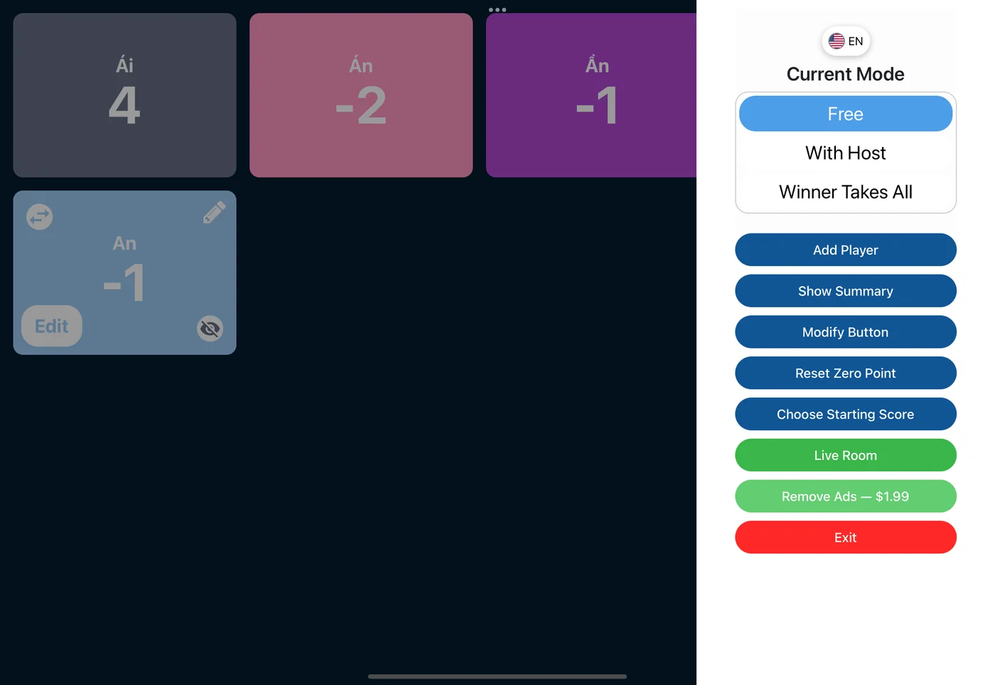 Balance Score Board screen 3